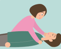 어깨를 가볍게 두드리며 의식 확인